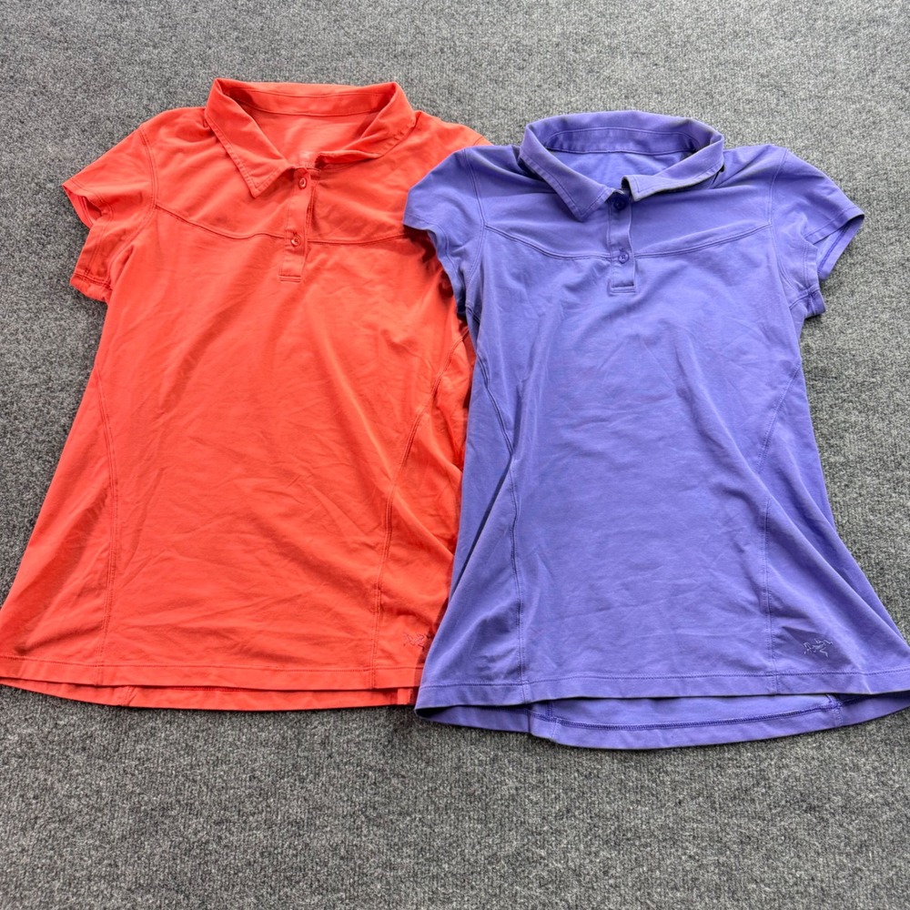 Arcteryx Polo Shirt Lot 2‎ Womens M/L Orange Purple Hiking Outdoor Athletic Top